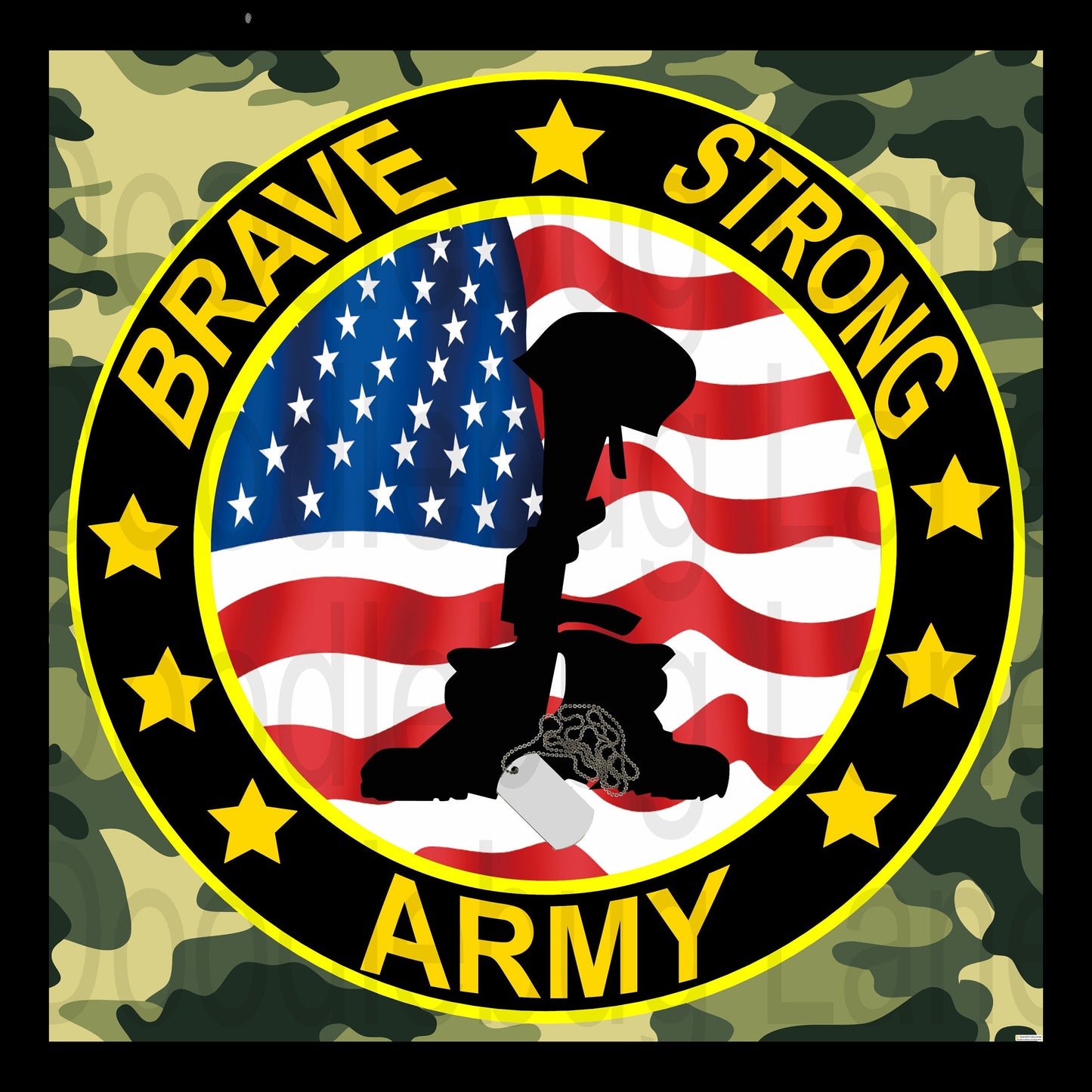 Metal Wreath Sign - Army Sign- Army-Brave-Strong - Military Sign - Memorial Day - Square Sign-Patriotic Sign