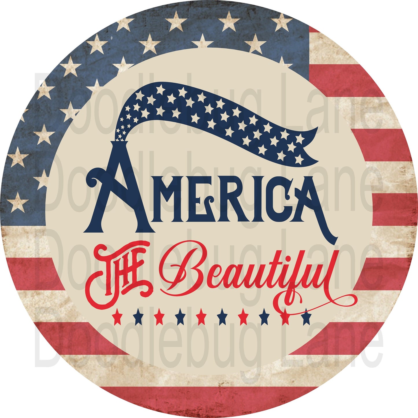 Metal Wreath Sign-America The Beautiful-Patriotic Wreath Decor-Independence Day-Patriotic Pride-Round Sign