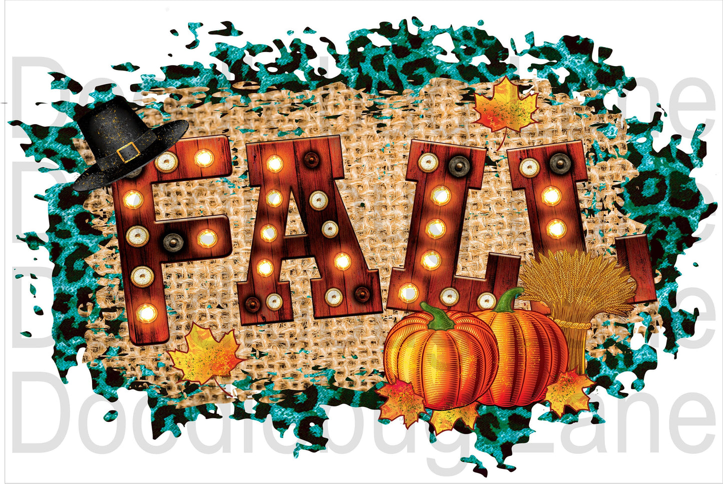 Fall Wreath Sign - Metal Wreath Sign - Pumpkin Sign - Leopard Print - Pilgrims Hat - Rectangle Sign