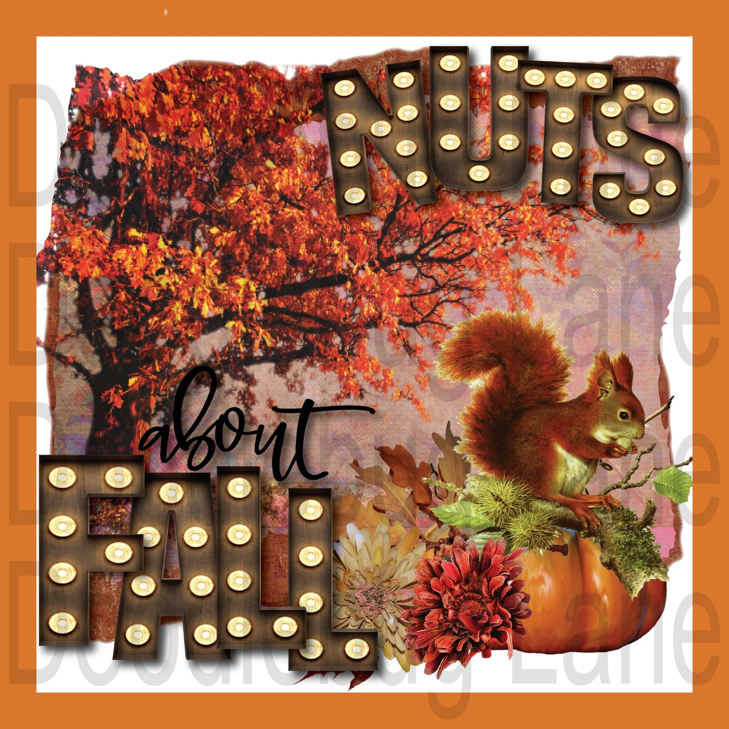 Fall Wreath Sign - Nuts About Fall - Squirrel Sign - Pumpkin Sign - Metal Wreath Sign - Square Sign