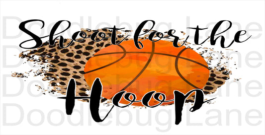 Shoot For The Hoops-Basketball Sign-Sports Wreath Sign-Sports Sign-Leopard Print-Rectangle Sign-Metal Wreath Sign