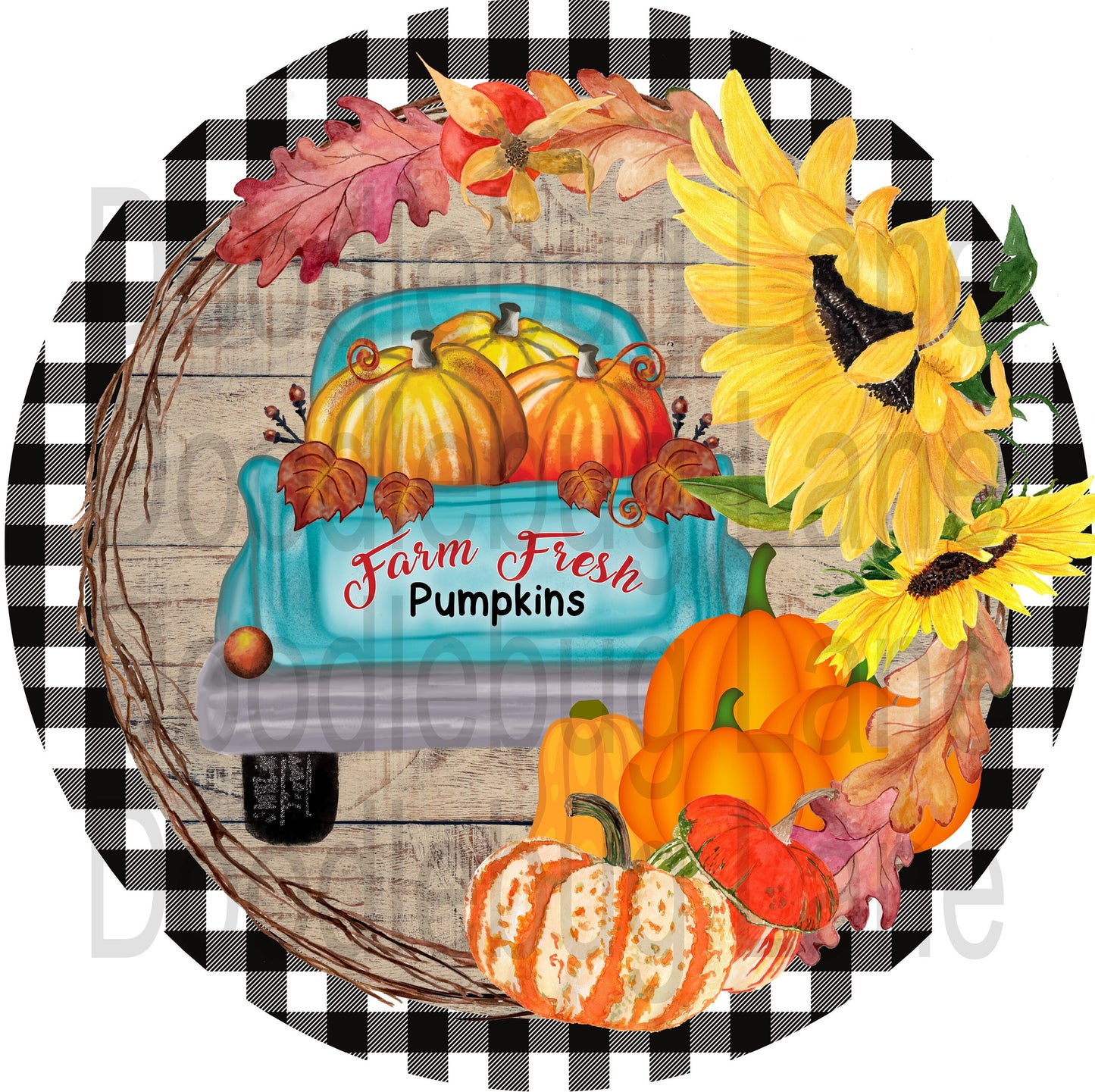 Fall Sign For Wreath - Pumpkins And Gourds - Sunflower Sign - Farm Fresh Pumpkins - Round Sign - Metal Wreath Sign