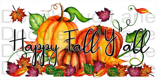 Fall Wreath Sign - Metal Wreath Sign - Happy Fall Yall - Fall Sign - Rectangle Sign - Pumpkin Sign - Fall Leaves