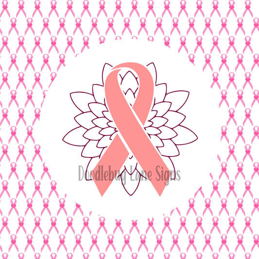 Breast Cancer Sign - Metal Wreath Sign - Cancer Awareness - Cancer Sign - Pink Cancer Ribbon - Square Sign