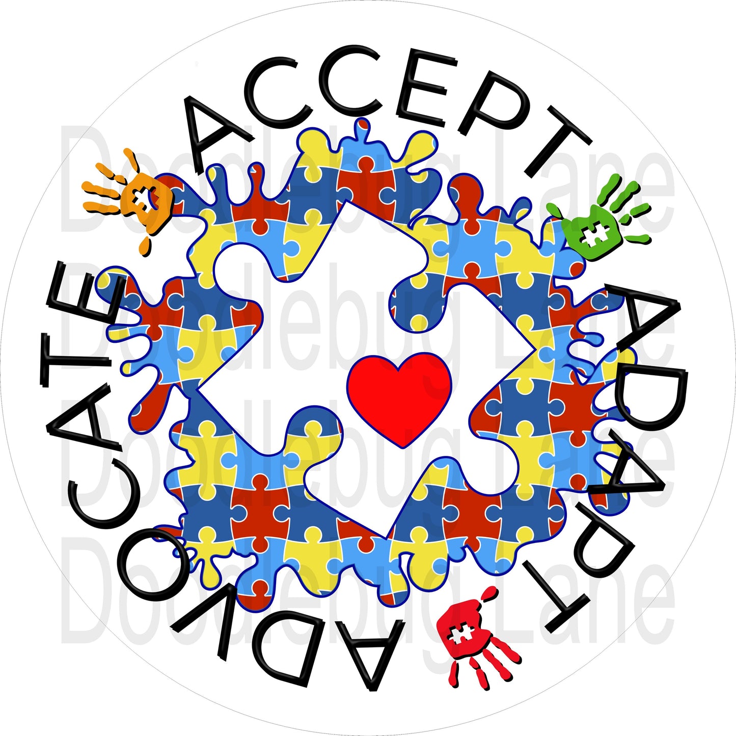 Autism Wreath Sign-Autism Awareness-Metal Wreath Sign-Accept Autism-Autism Puzzle-Round Sign