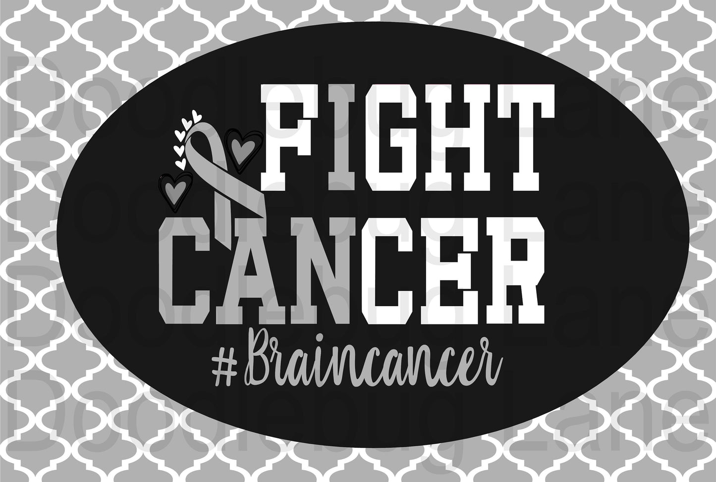 Brain Cancer Awareness-I Can Fight Cancer-Brain Cancer Sign-Cancer Ribbon-Rectangle Sign-Metal Wreath Sign