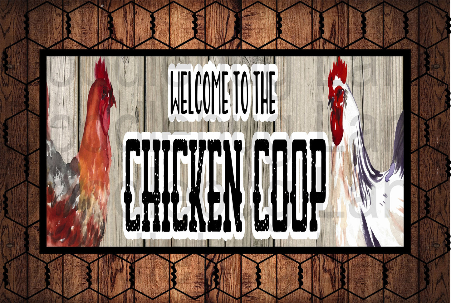 Farmhouse Sign-Welcome To The Coop-Metal Wreath Sign-Farmhouse Wreath Decor-Rooster Sign-Welcome Sign-Rectangle Sign