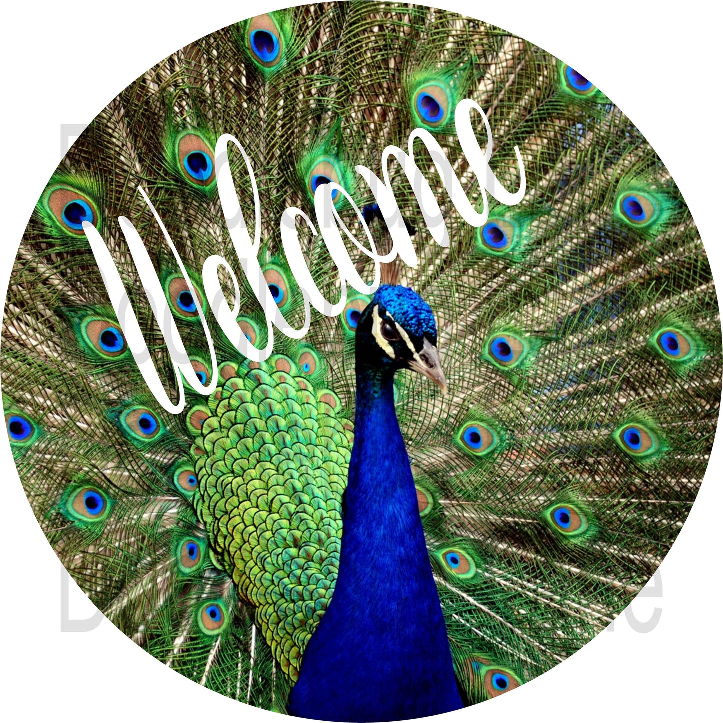 Welcome Wreath Sign - Peacock Sign - Metal Wreath Sign -  Round Sign - Peacock Welcome Wreath