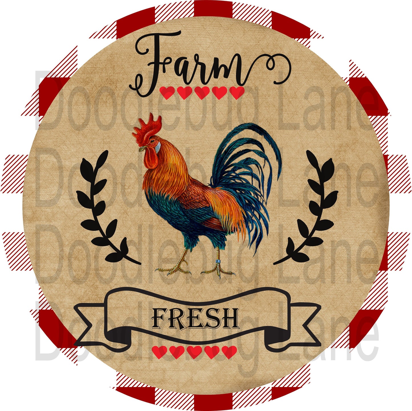 Farm Fresh - Farmhouse Wreath Sign - Rooster Sign - Farmhouse - Metal Wreath Sign - Round Sign