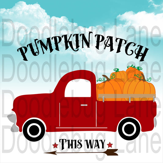 Fall Wreath Sign - Fall Truck - Red Truck Sign - Pumpkin Sign -Vintage Red Truck -Metal Wreath Sign -Square Sign