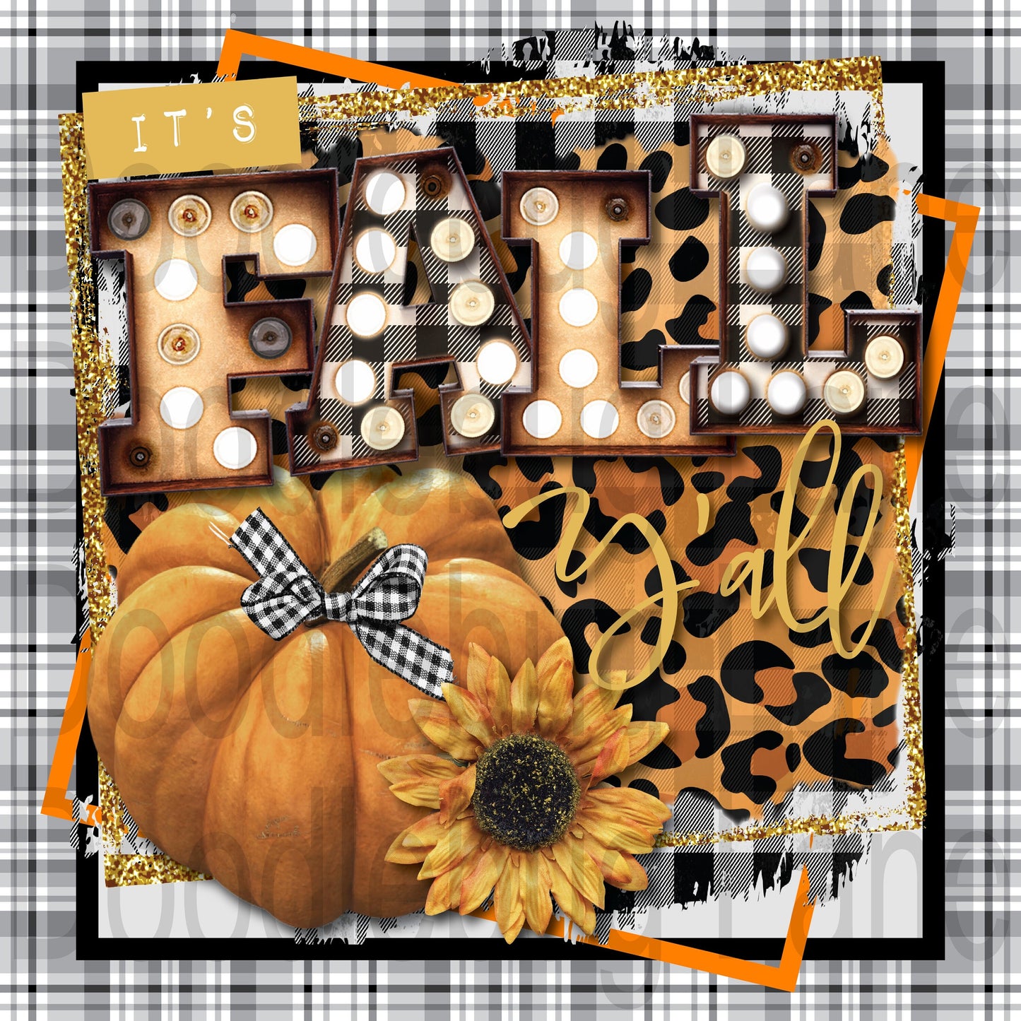 Fall Wreath Sign - It's Fall Y'all - Pumpkin Decor - Square Sign - Sunflower Sign - Metal Wreath Sign