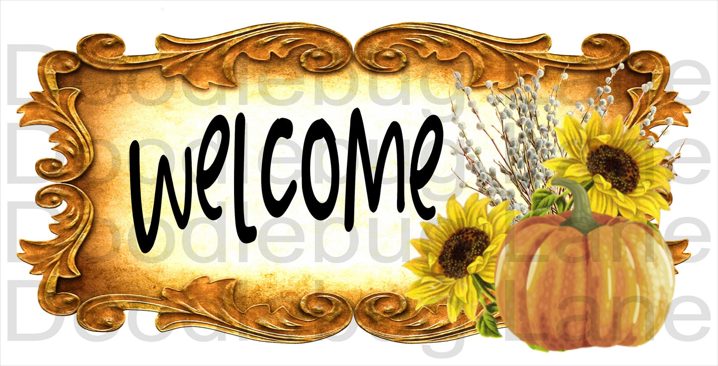 Fall Wreath Sign-Metal Wreath Sign-Pumpkin Sign-Welcome Sign-Welcome Fall Wreath-Sunflower Sign-Rectangle Sign