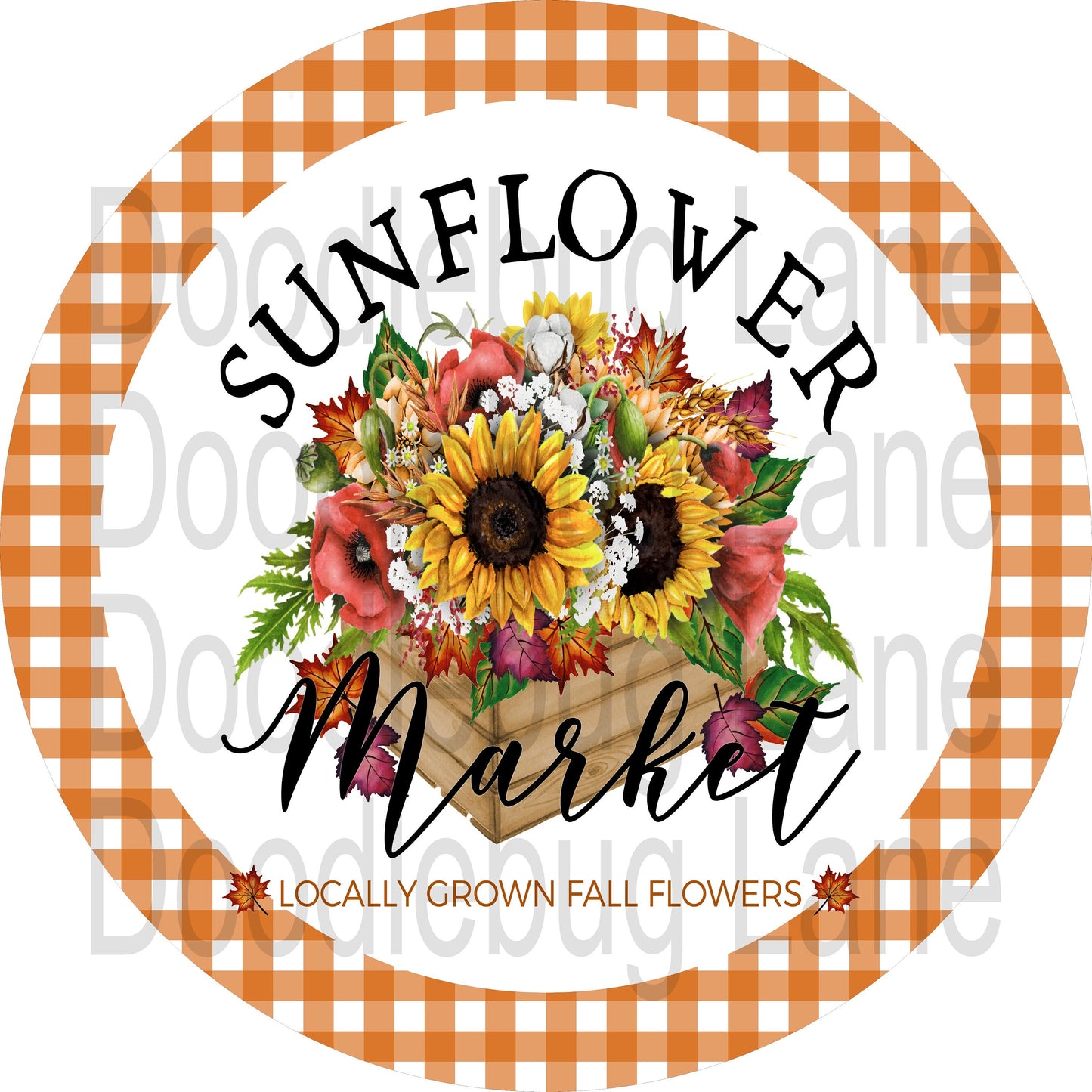 Fall Wreath Sign-Fall Sign-Sunflower Sign-Round Sign-Sunflower Market-Farmers Market-Metal Wreath Sign