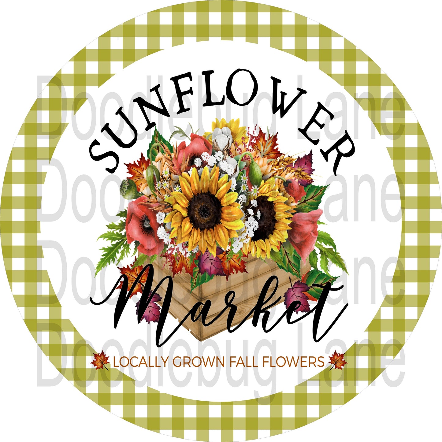 Fall Wreath Sign-Sunflower Sign-Fall Sunflower-Round Sign-Sunflower Market-Farmers Market-Metal Wreath Sign