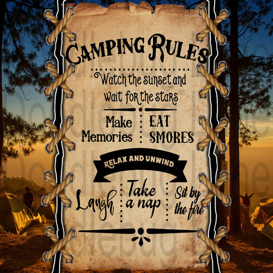 Camping Rules - Camping Wreath Sign - Square Sign - Outdoorsy Sign - Metal Wreath Sign