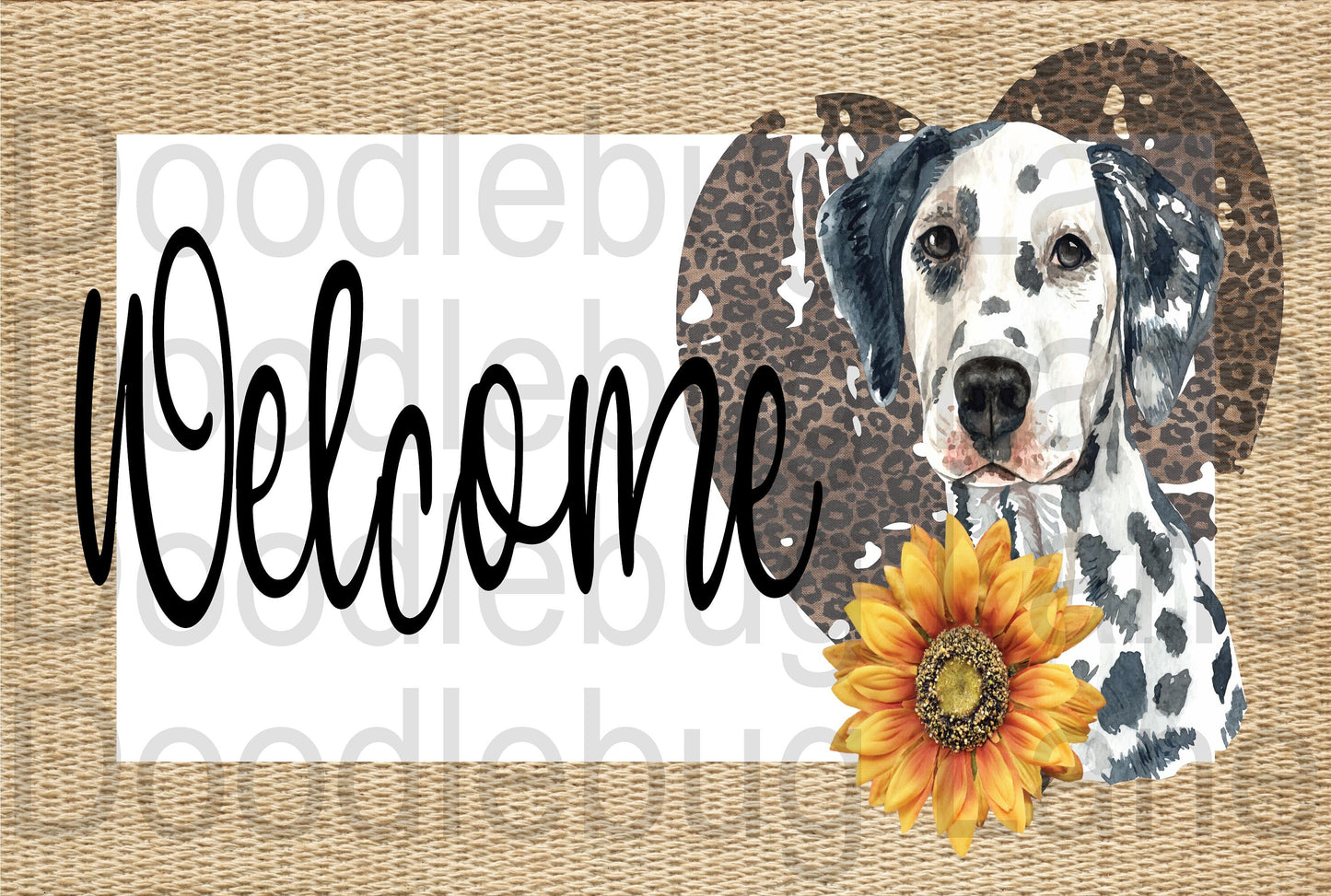 Welcome Wreath Sign-Dalmatian Sign-Leopard Print Heart-Sunflower-Dog Welcome Sign-Metal Wreath Sign-Rectangle Sign