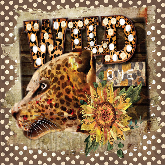 Cheetah Wreath Sign-Wild One-Metal Wreath Sign-Cheetah Print-Zoo Animal-Sunflower-Polka Dots