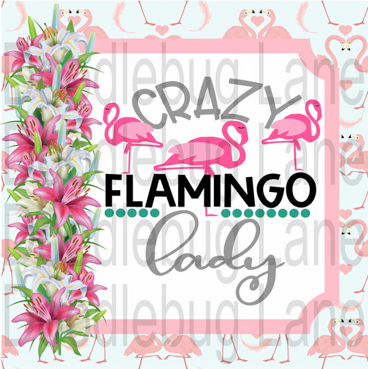 Flamingo Wreath Sign-Crazy Flamingo Lady-Fun And Whimsical-Pink Flamingo-Metal Wreath Sign-Square Sign