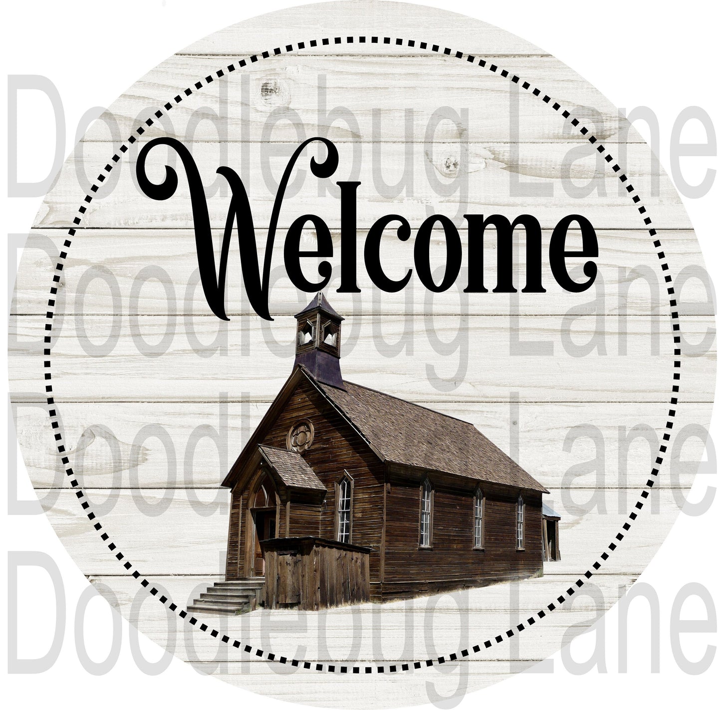 Welcome Wreath Sign-Country Church-Welcome Sign-Old Fashion Church-Metal Wreath Sign-Round Sign