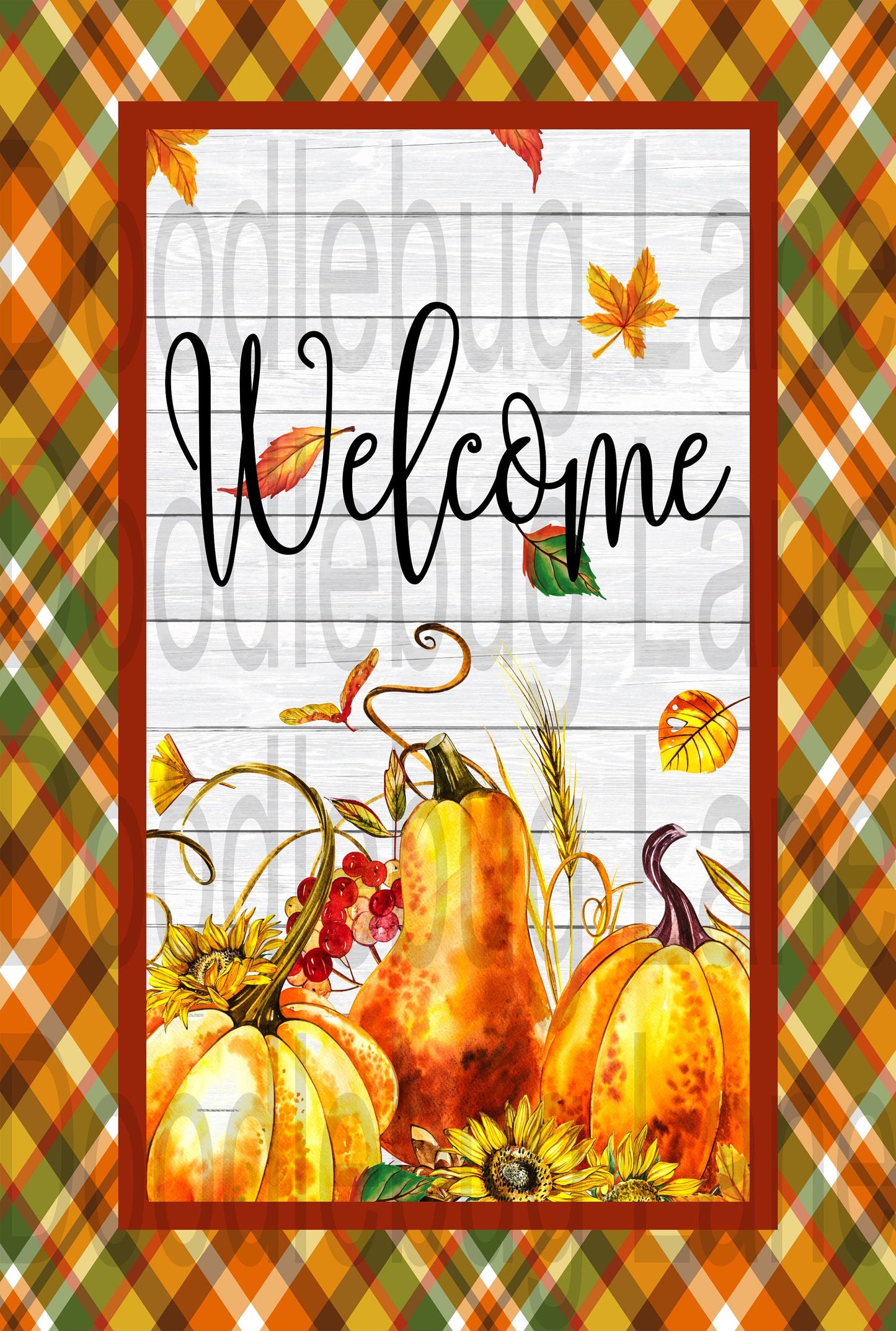 Fall Wreath Sign-Welcome Wreath Sign-Fall Welcome-Fall Pumpkins-Rectangle Sign-Metal Wreath Sign