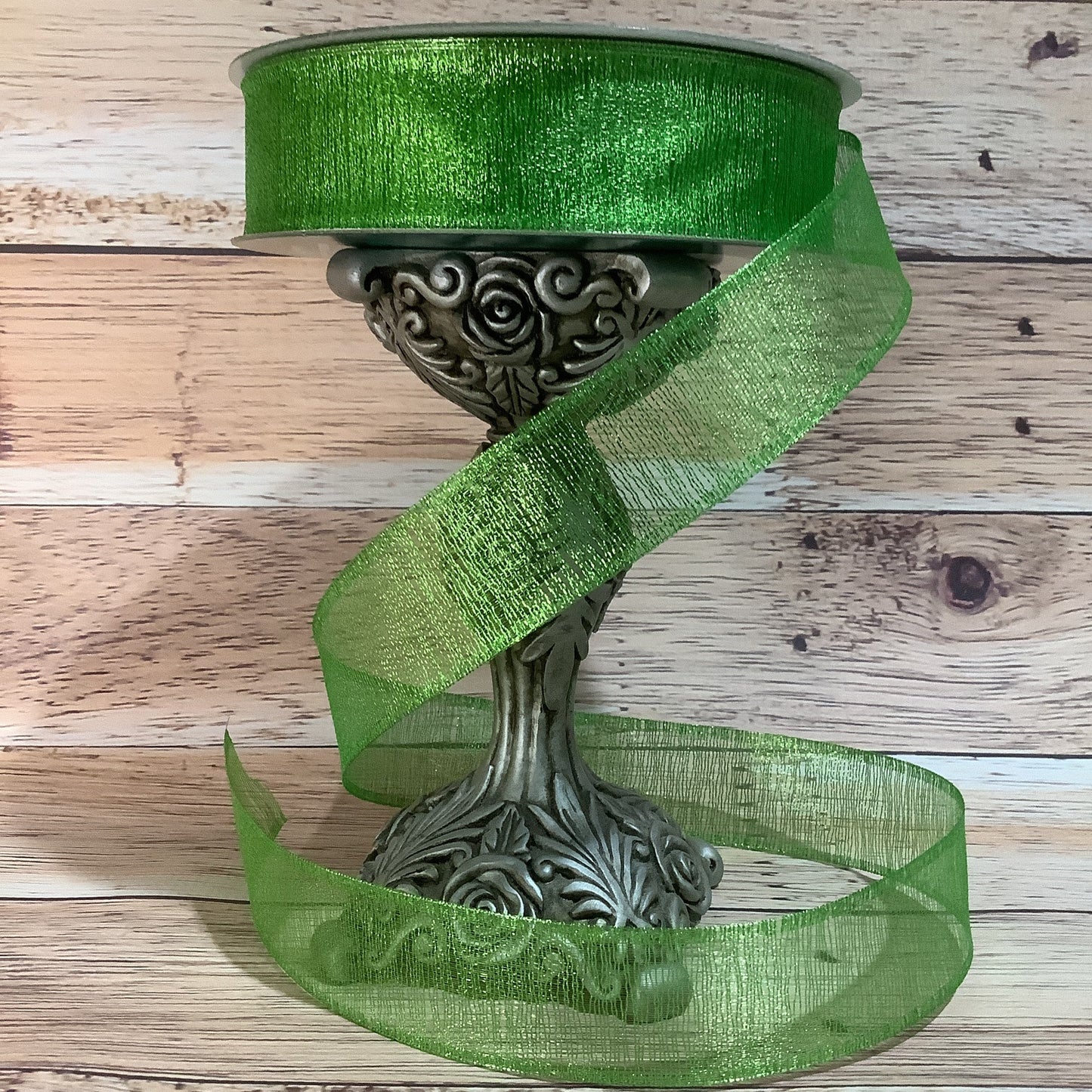 2.5" or 1.5" Green Metallic Ribbon-Wired Ribbon-Christmas Ribbon-St Patricks Day Ribbon-Spring Ribbon-All Occasion Ribbon-Ribbon By The Yard