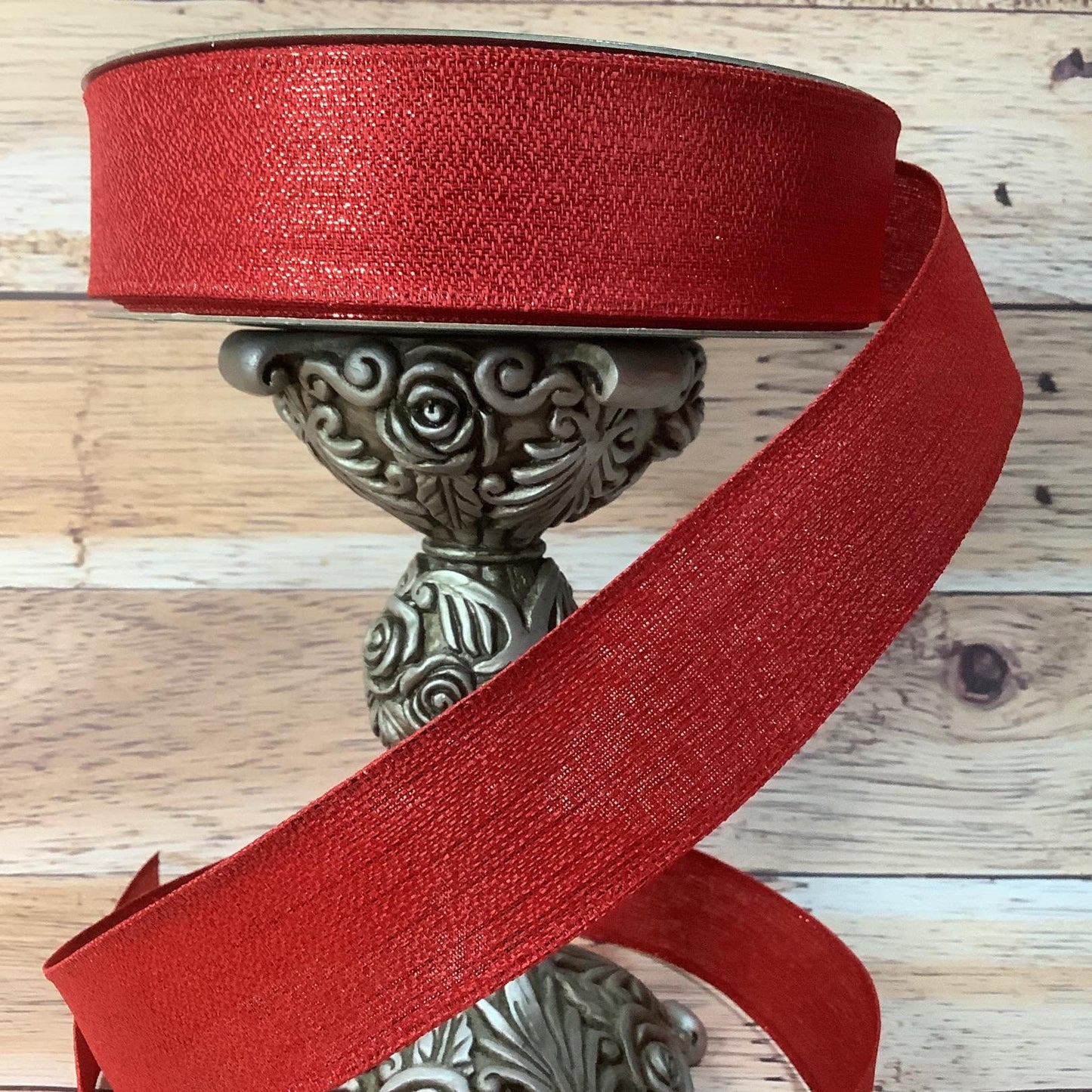 Christmas Ribbon-Red Metallic Ribbon-1.5" x 5 Yards-Wired Ribbon-All Occasion Ribbon-Valentines Ribbon-Ribbon For Bows, Wreaths, Gift Basket