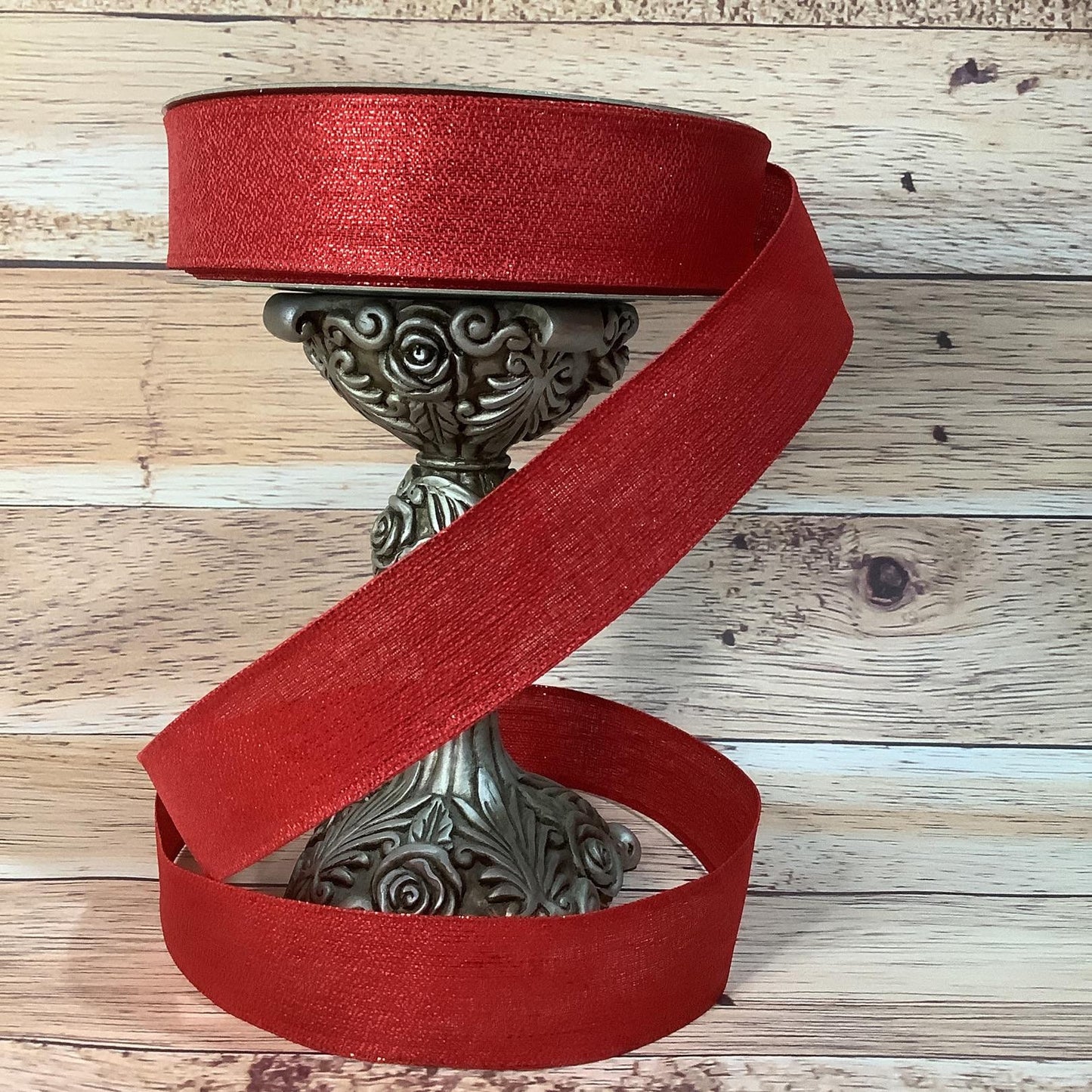 Christmas Ribbon-Red Metallic Ribbon-1.5" x 5 Yards-Wired Ribbon-All Occasion Ribbon-Valentines Ribbon-Ribbon For Bows, Wreaths, Gift Basket