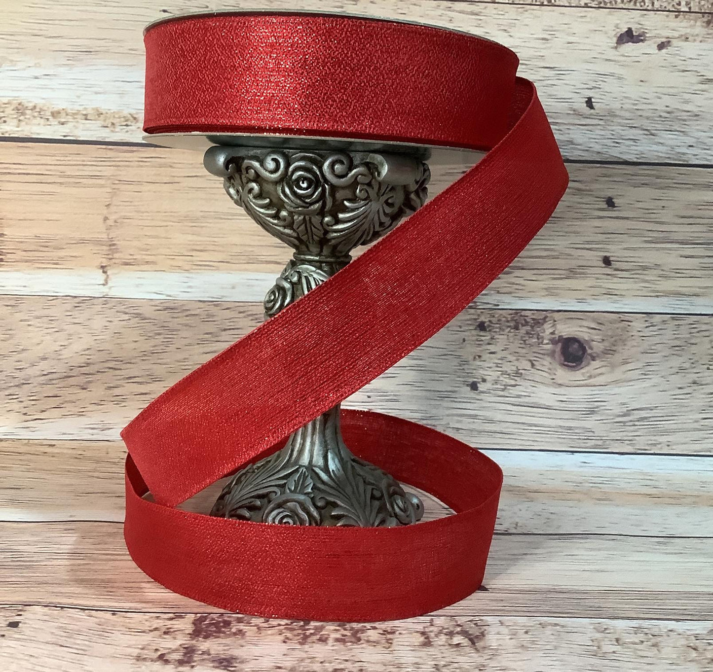 Christmas Ribbon-Red Metallic Ribbon-1.5" x 5 Yards-Wired Ribbon-All Occasion Ribbon-Valentines Ribbon-Ribbon For Bows, Wreaths, Gift Basket