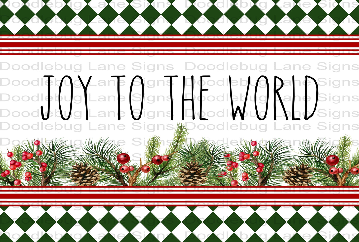 Christmas Wreath Sign - Joy To The World - Rectangle Sign - Metal Wreath Sign