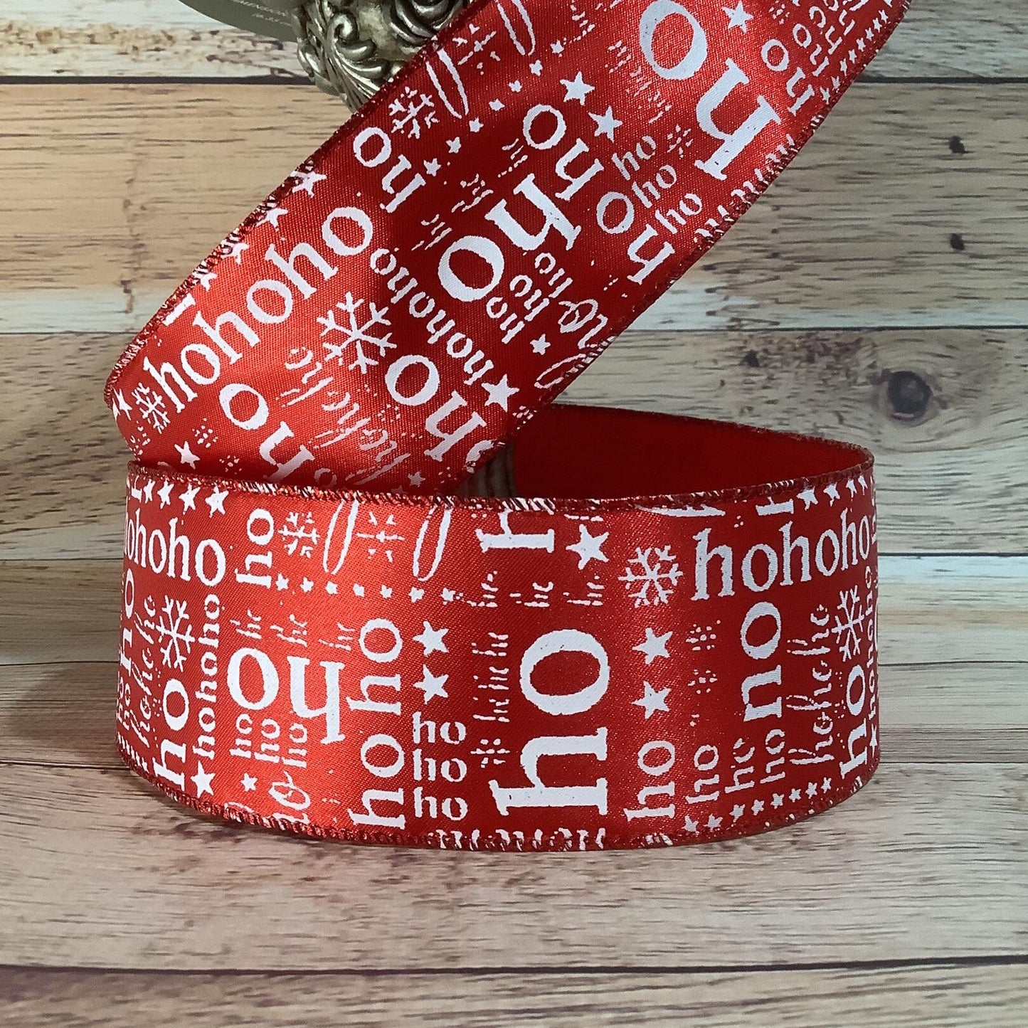 Ho Ho Ho Ribbon-Christmas Ribbon-Red And White Ribbon-2.5" x 5 Yards-Wired Ribbon-Holiday Home Decor-Ribbon For Bows, Wreaths, Gift Baskets