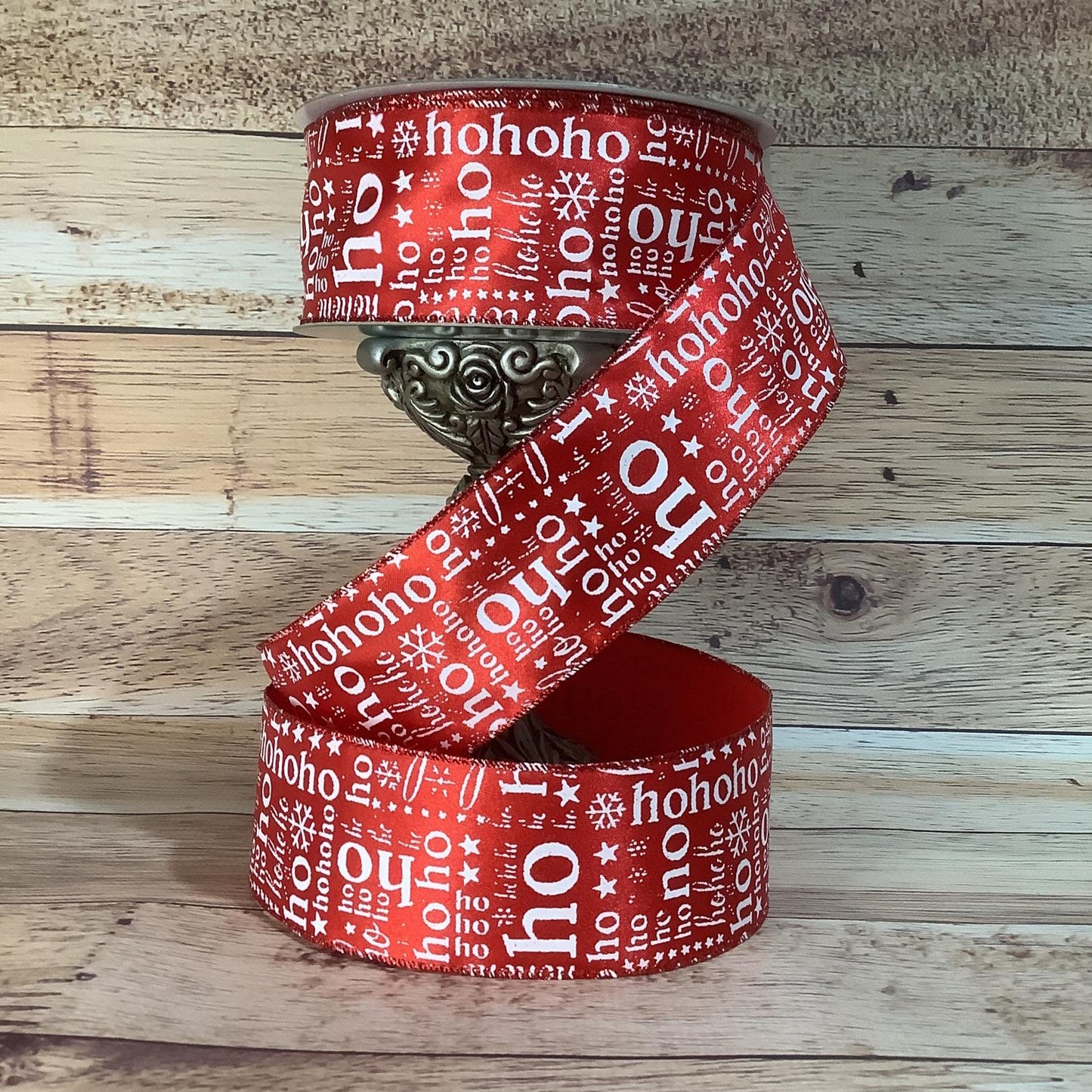 Ho Ho Ho Ribbon-Christmas Ribbon-Red And White Ribbon-2.5" x 5 Yards-Wired Ribbon-Holiday Home Decor-Ribbon For Bows, Wreaths, Gift Baskets