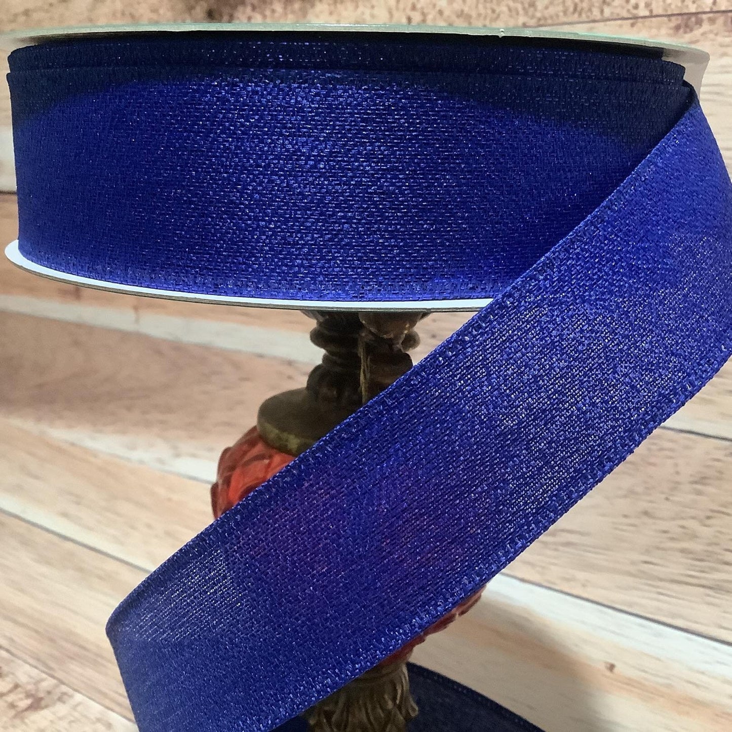 1.5" x 5 Yards Royal Blue Metallic Ribbon - Wired Ribbon - Christmas Ribbon-Birthday Ribbon-All Occasion Ribbon