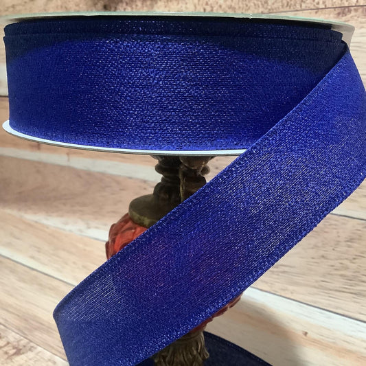 1.5" x 5 Yards Royal Blue Metallic Ribbon - Wired Ribbon - Christmas Ribbon-Birthday Ribbon-All Occasion Ribbon