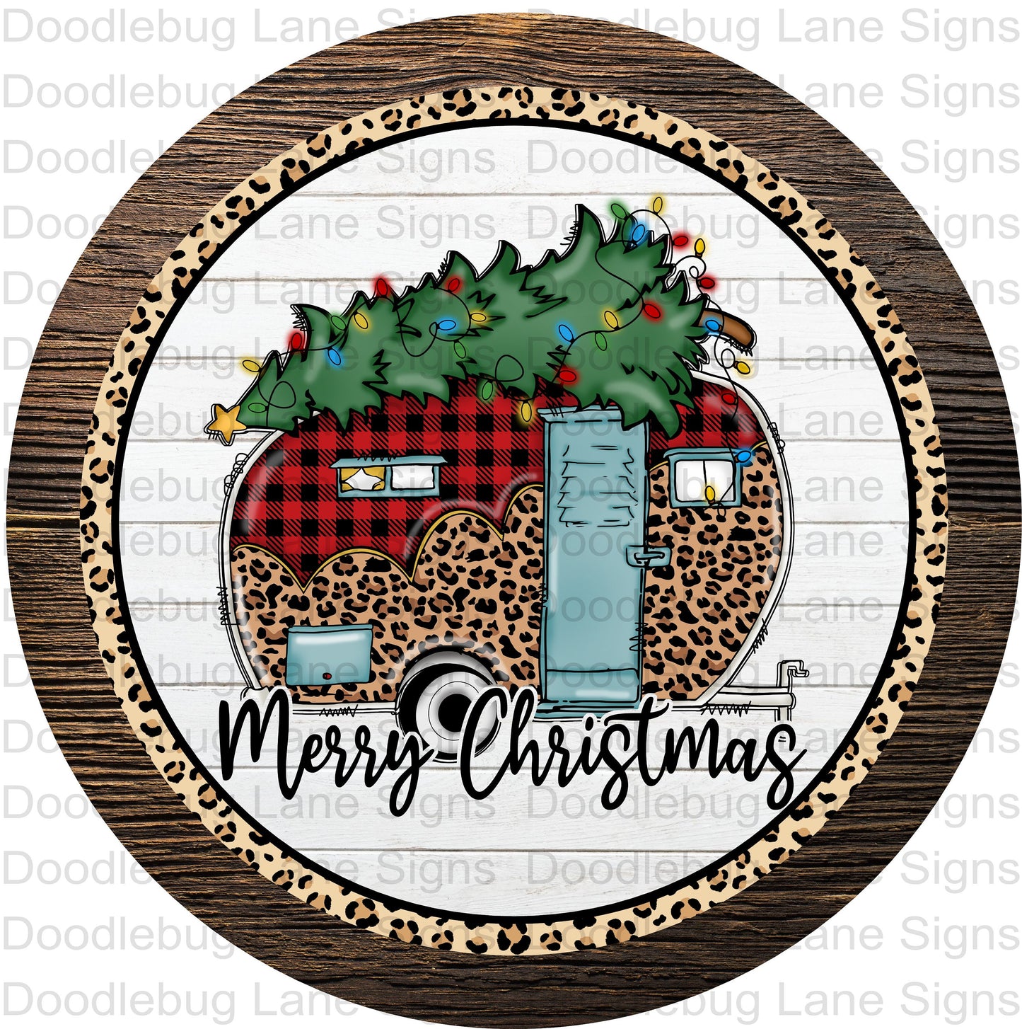 Christmas Wreath Sign -Merry Christmas-Camping Sign-Christmas Camping-Vintage Camper-Metal Wreath Sign-Round Sign