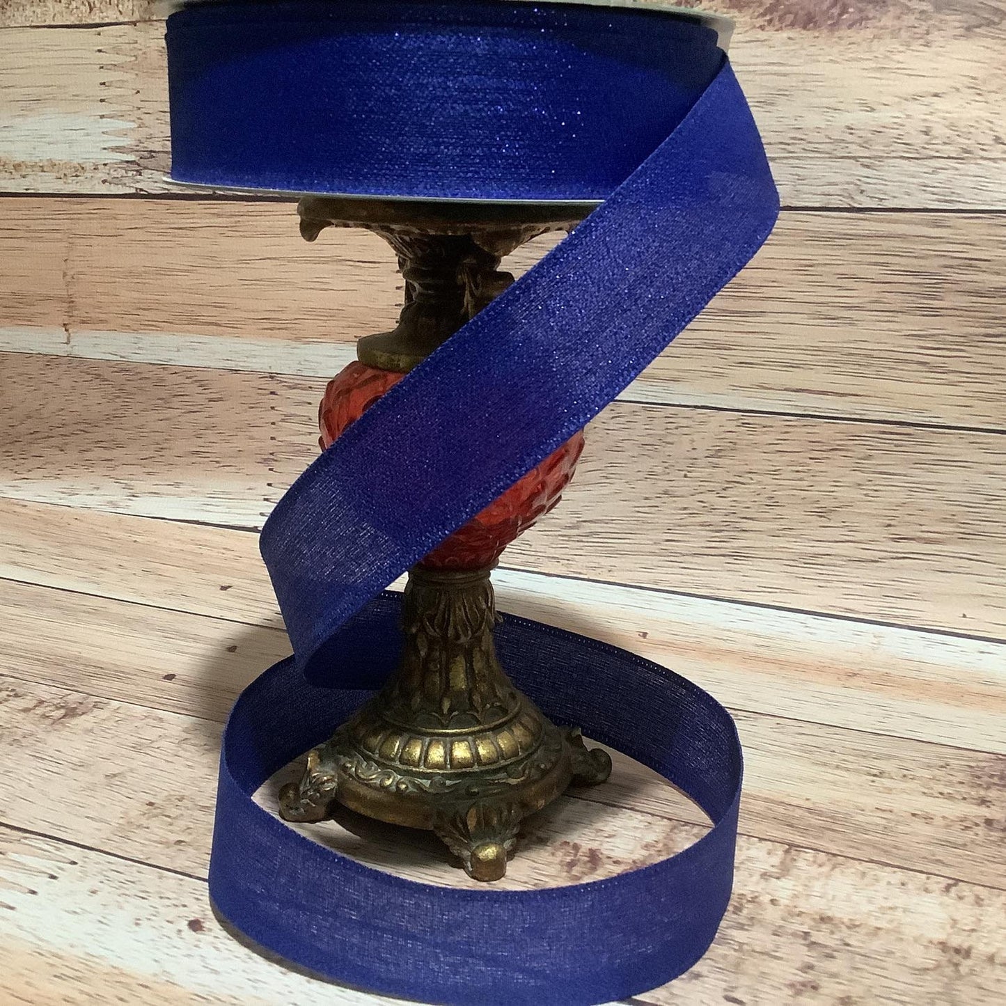 1.5" x 5 Yards Royal Blue Metallic Ribbon - Wired Ribbon - Christmas Ribbon-Birthday Ribbon-All Occasion Ribbon