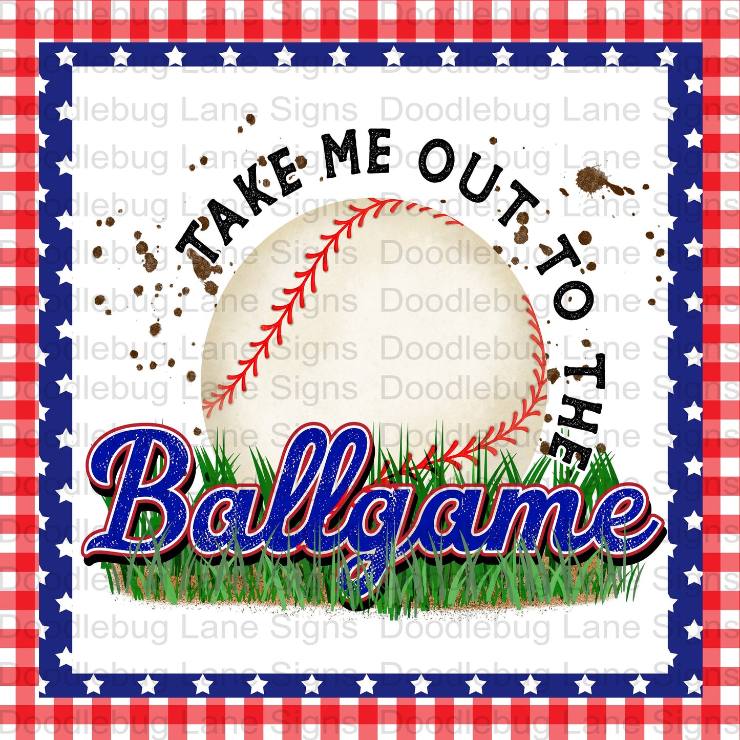 Baseball Wreath Sign - Take Me Out To The Ballgame - Aluminum Sign - Sports Sign - Square Wreath Sign