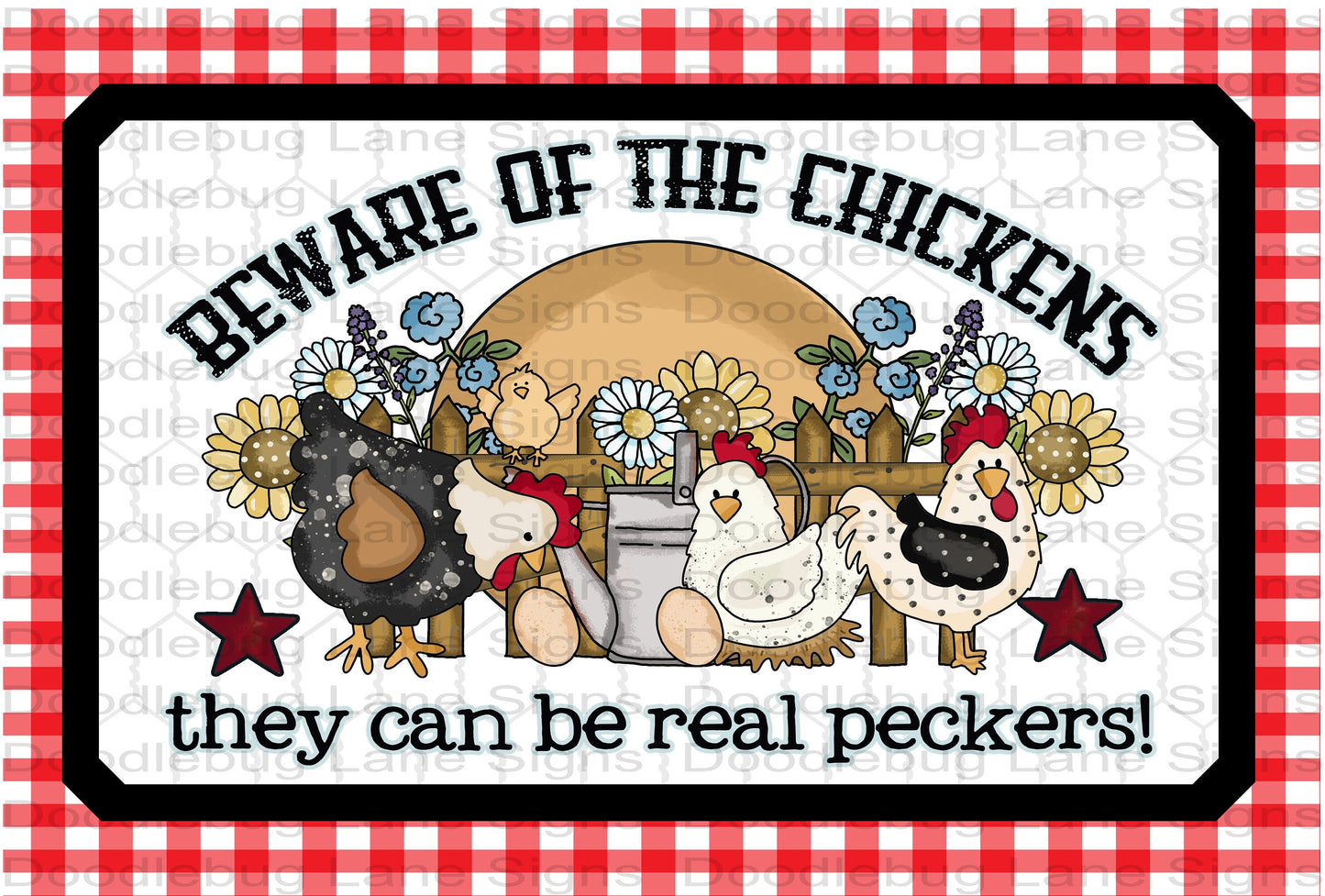 Beware Of The Chickens They Can Be Real Peckers-Chicken Wreath Sign-Sassy Chicken-Primitive Wreath Sign-Rectangle Sign