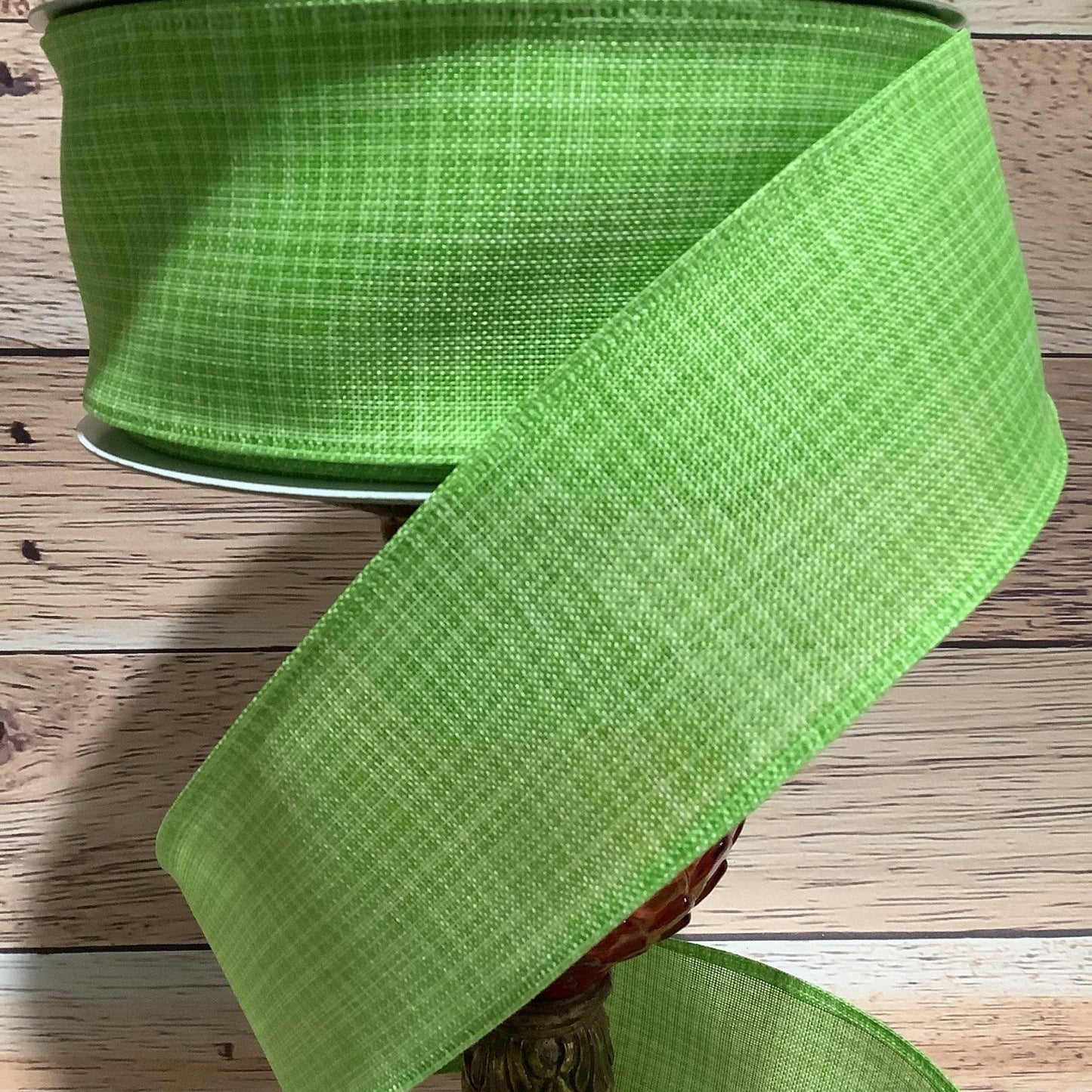 Green Wired Ribbon-Spring Ribbon-1.5"x5 Yards or 2.5"x5 Yards-Ribbon For Bows, Wreaths, Home Decor