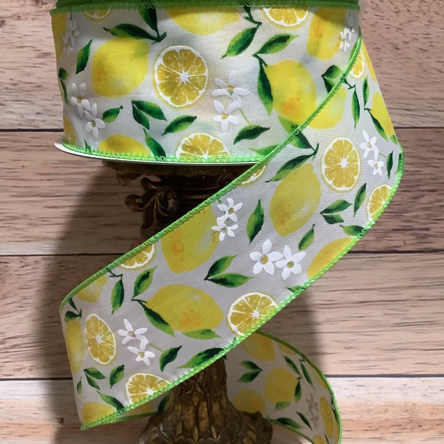 Lemon Wired Ribbon - Spring And Summer Ribbon - 2.5"  5 Yards - Ribbon For Bows, Wreaths, Home Decor