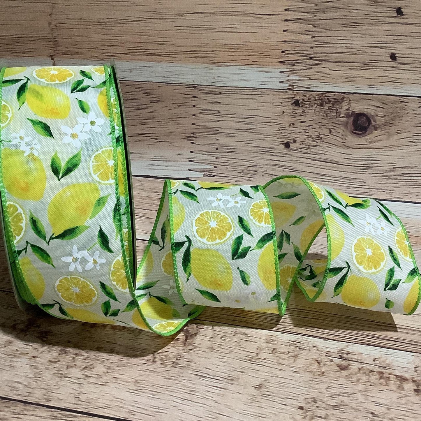 Lemon Wired Ribbon - Spring And Summer Ribbon - 2.5"  5 Yards - Ribbon For Bows, Wreaths, Home Decor