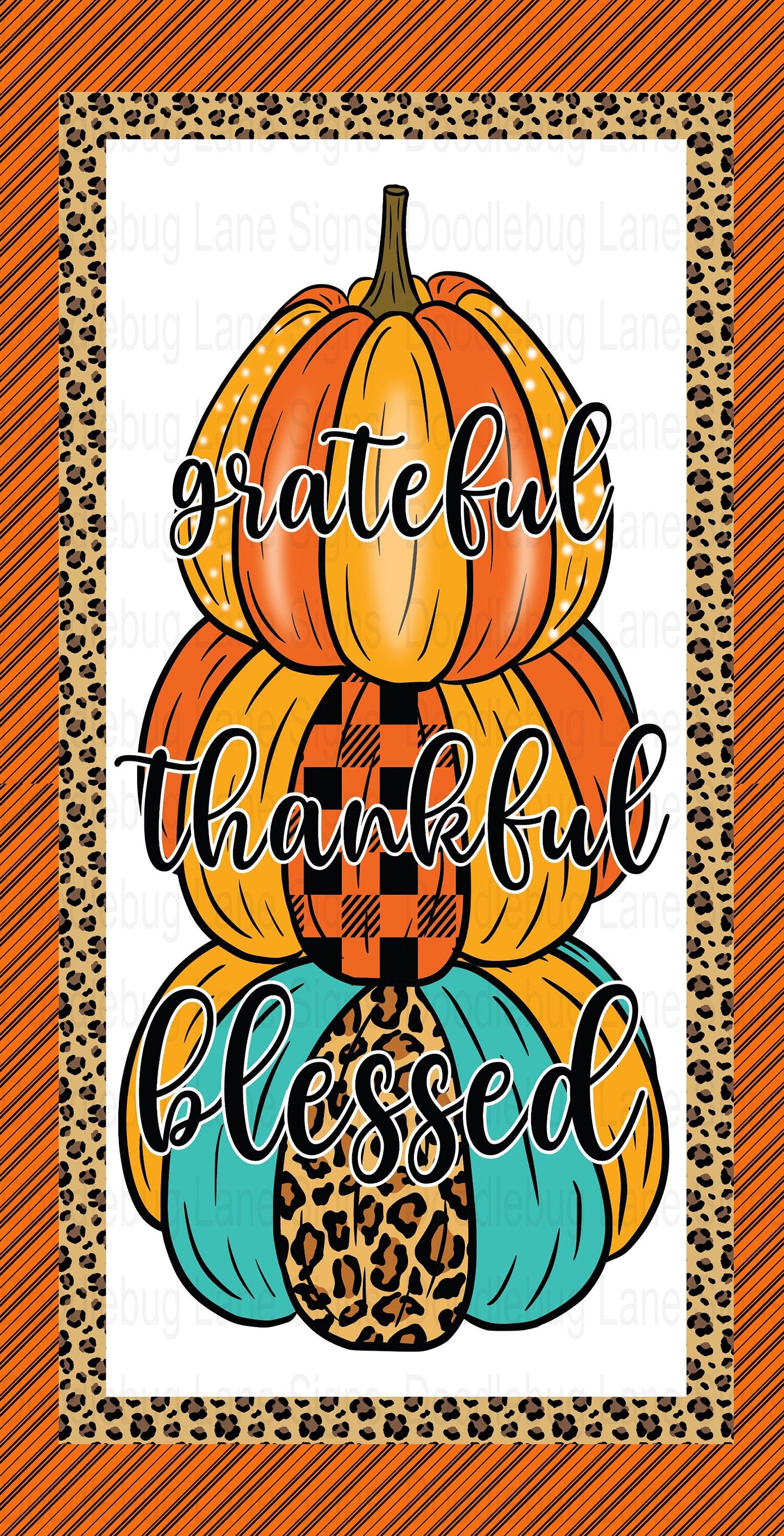 Fall Wreath Sign - Inspirational Sign-Pumpkin Sign-Grateful Thankful Blessed Wreath Sign-Aluminum Sign-Rectangle Sign