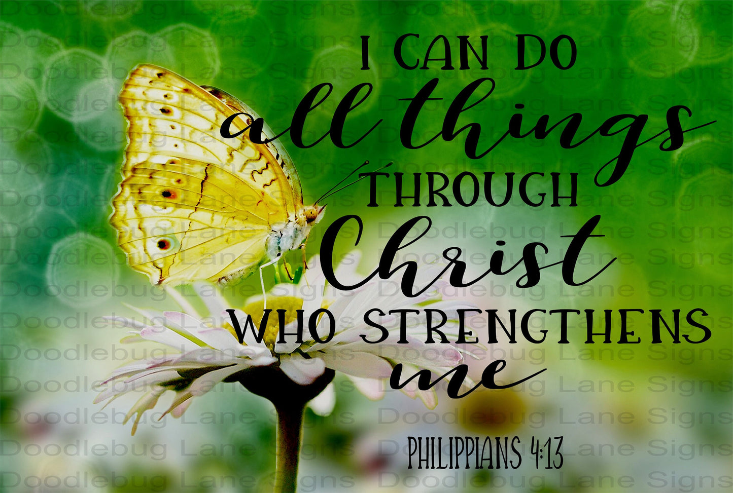 Inspirational Wreath Sign-I Can Do All Things Through Christ-Philippians 4-Butterfly Sign-Metal Wreath Sign