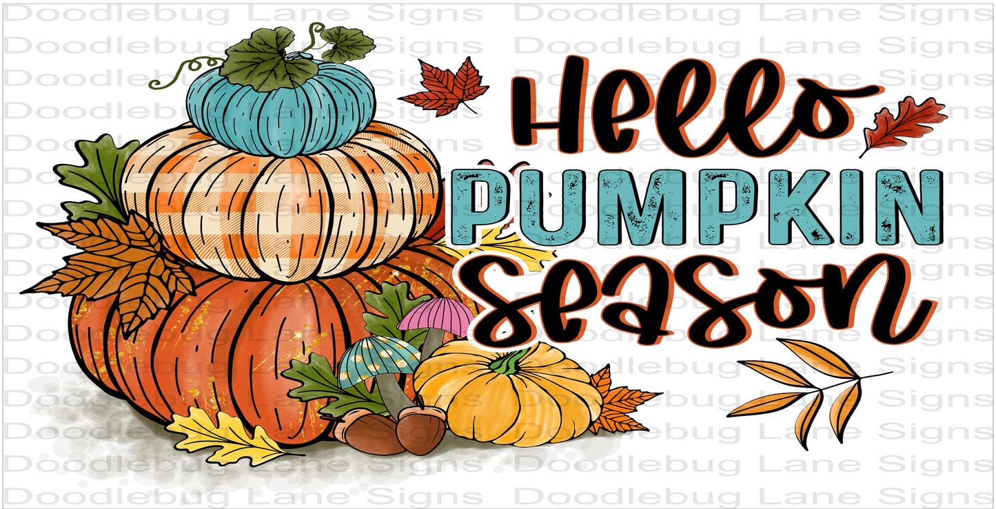 Hello Pumpkin Season-Fall Wreath Sign-Pumpkin Sign-Stacked Pumpkin-Rectangle Wreath Sign- Metal Wreath Sign