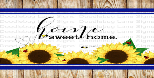 Home Sweet Home Wreath Sign-Sunflower Sign-Ladybugs And Bees-Faux Wood-Rectangle Sign-Metal Wreath Sign