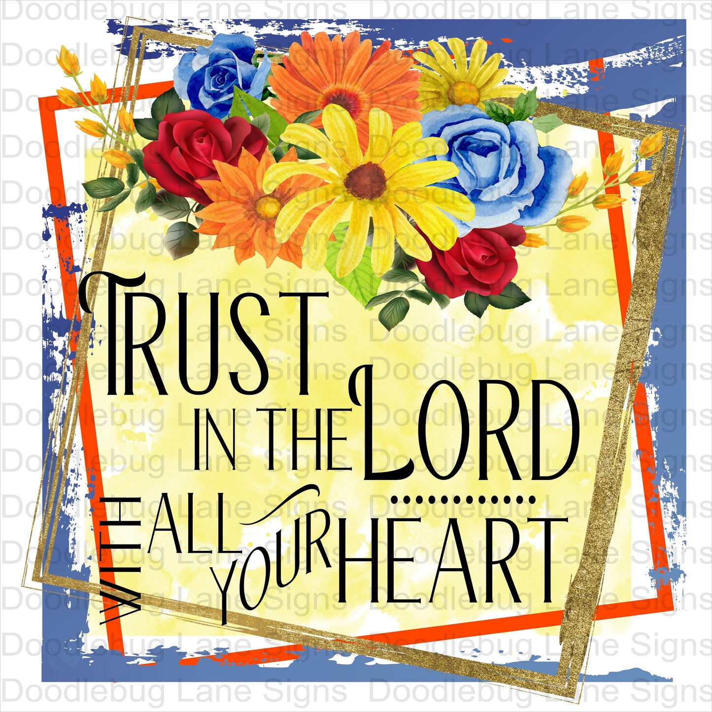 Trust The Lord In All Your Heart-Religous Wreath Sign-Square Sign-Metal Wreath Sign