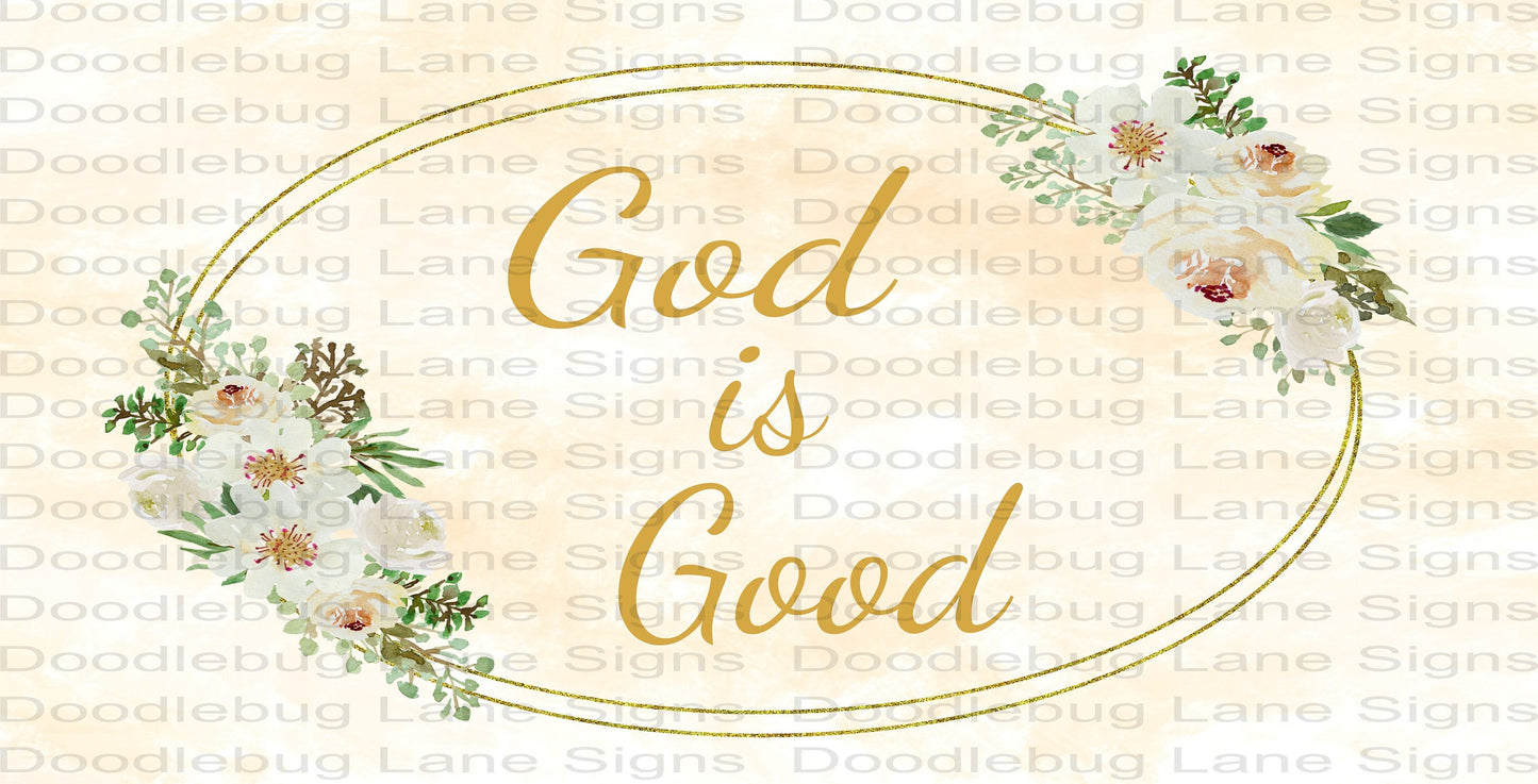 God Is Good-Inspirational-Religlous Wreath Sign-White Flower-Rectangle Sign-Metal Wreath Sign