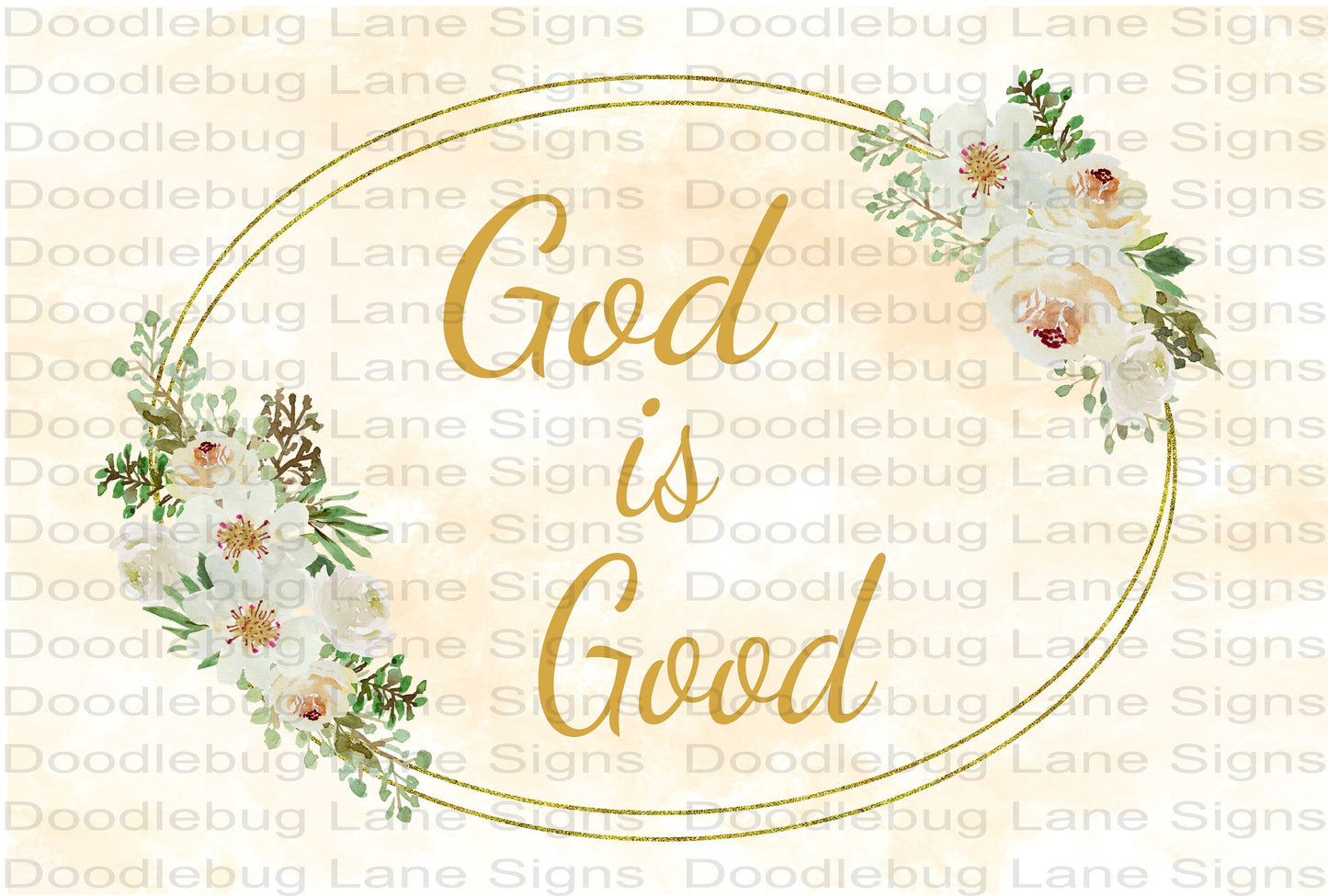 God Is Good-Inspirational-Religlous Wreath Sign-White Flower-Rectangle Sign-Metal Wreath Sign