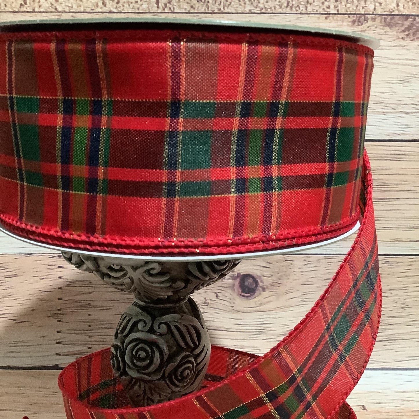 2.5" X 5 Yard Wired Ribbon - Christmas Ribbon - Red And Green Plaid Ribbon - Ribbon For Bows, Wreaths And Home Decor