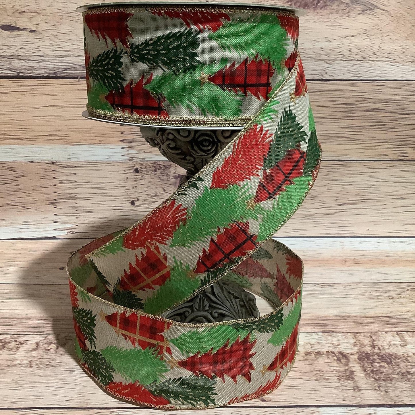 2.5" x 5 Yard Wired Christmas Tree Ribbon - Christmas Ribbon - Ribbon For Bows, Wreaths And Home Decor