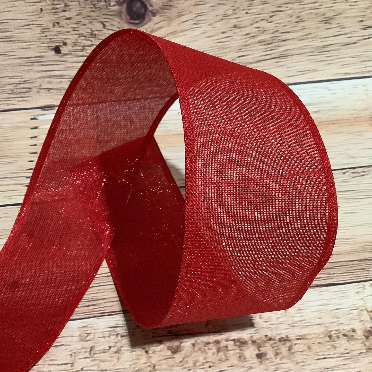 2.5" x 5 Yards Red Wired Ribbon - Christmas Ribbon-Valentine Ribbon - Ribbon By Yard - Ribbon For Bows, Wreaths And Home Decor